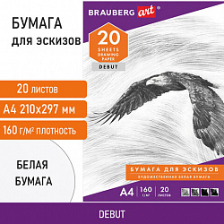 Папка для рисования А4, 20 л., 160 г/м2, BRAUBERG, 210х297 мм, "Орел", 125230