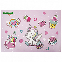 Настольное покрытие BRAUBERG KIDS, А3+, пластик, 46x33 см, "Мечты единорога", 271730