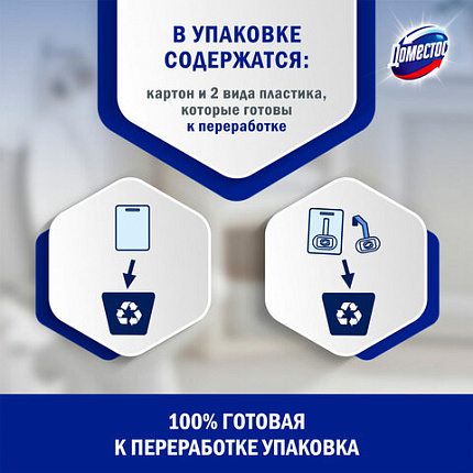 Блок туалетный подвесной твердый 40 г ДОМЕСТОС "Атлантик", основной блок
