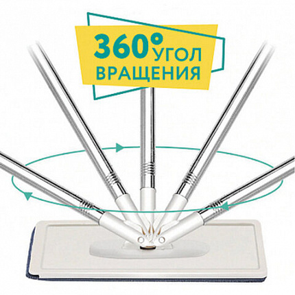 Швабра с отжимом и ведром 8л/7л двухкамерное, насадка из микрофибры карманы с 2-х сторон, серый, Light Mop, MILEY, 901-618