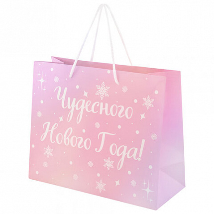 Пакет подарочный (1 шт.) новогодний, 26х13х32 см, "Сияние", ГОЛОГРАФИЯ, ассорти 4 дизайна, ЗОЛОТАЯ СКАЗКА, 592426