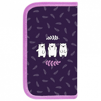 Пенал ПИФАГОР, 2 отделения, ламинированный картон, 19х11 см, Happy bear, 272246