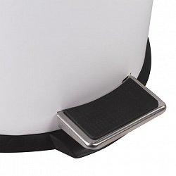 Ведро мусорное с педалью 12 литров "Classic", БЕЛОЕ ГЛЯНЦЕВОЕ, металлическое, со съемным внутренним ведром, LAIMA, 604948