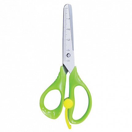 Ножницы ПИФАГОР, 130 мм, с усилителем, линейкой, зеленые, в картонной упаковке с европодвесом, 236857