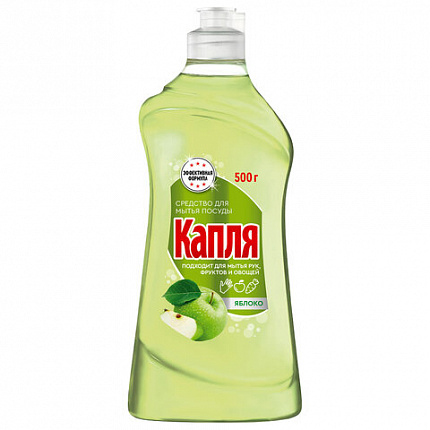 Средство для мытья посуды, 500 мл, КАПЛЯ VOX активный кислород, "Яблоко", 05032, 1558