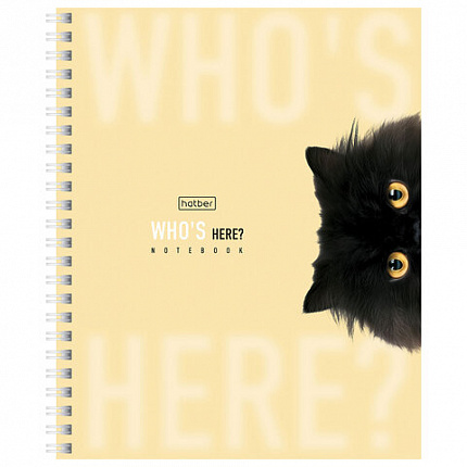 Тетрадь А5 48 л. HATBER гребень, клетка, Soft-touch ламинация, "Кто здесь?" (микс в спайке), 48Т5лВ1гр