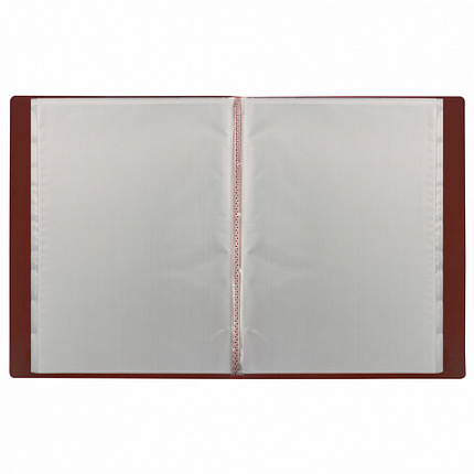 Папка 40 вкладышей BRAUBERG "Office", красная, 0,6 мм, 271328