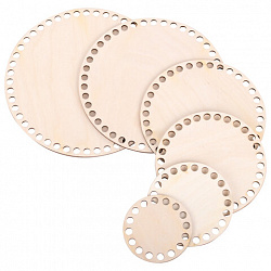 Донышки деревянные для вязания круглые, 6 шт., диаметр 8-10-13-15-18-20 см, BRAUBERG HOBBY, 665321