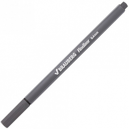 Ручка капиллярная (линер) BRAUBERG "Aero", СЕРАЯ, трехгранная, металлический наконечник, линия письма 0,4 мм, 142258