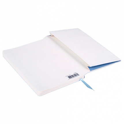 Блокнот А5 (130х210 мм), BRAUBERG ULTRA, под кожу, 80 г/м2, 96 л., клетка, голубой, 113011