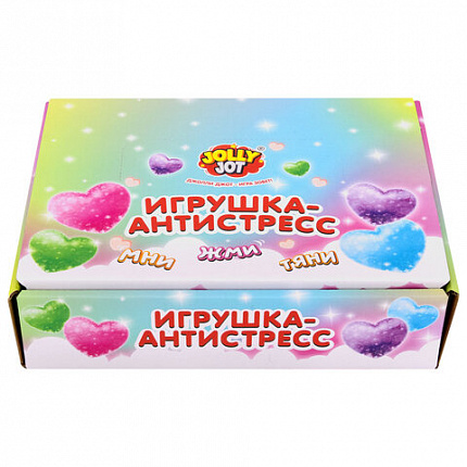 Игрушка-антистресс "СТЕКЛЯННОЕ СЕРДЦЕ", 5 см, ассорти 4 цвета, дисплей, JOLLY JOT (ДЖОЛЛИ ДЖОТ), 665808