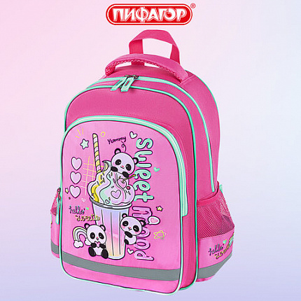 Рюкзак ПИФАГОР SCHOOL, 1 отделение, 3 кармана, "Хорошее настроение", 38x28х14 см, 272086