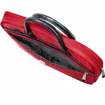 Сумка-портфель BRAUBERG с отделением для ноутбука 15,6", "Dialog", 3 кармана, красная, 40х30х7 см, 240462