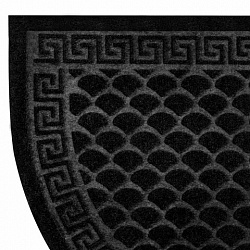 Коврик придверный 60х90 см, ЧЕРНЫЙ, грязезащитный, 430 г/м2, ПОЛУКРУГ, фактурный рисунок ЧЕШУЙКИ, ЛЮБАША, 701051