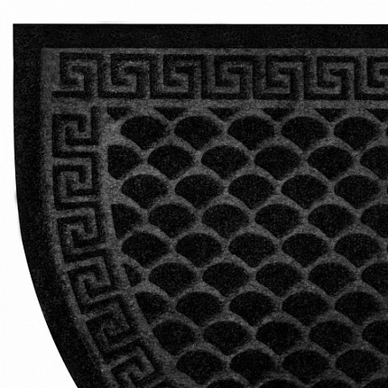 Коврик придверный 60х90 см, ЧЕРНЫЙ, грязезащитный, 430 г/м2, ПОЛУКРУГ, фактурный рисунок ЧЕШУЙКИ, ЛЮБАША, 701051