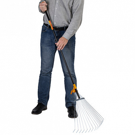 Грабли веерные 15 зубьев раздвижные, захват 20-60 см, ОБЩАЯ ДЛИНА 120-150 см, RABBITEX (РАББИТЕКС) "LONG HANDLE", 700495