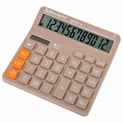 Калькулятор настольный BRAUBERG DIGITAL-12-BG (151х152 мм), 12 разрядов, двойное питание, БЕЖЕВЫЙ, 272970