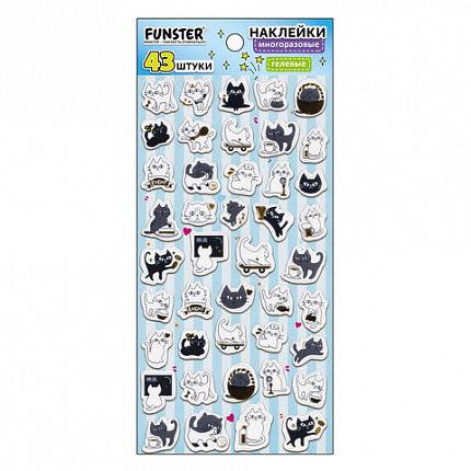 Наклейки декоративные "Забавные зверята", 17,5х9 см, ассорти 4 вида, FUNSTER (ФАНСТЕР), 666097