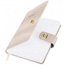 Ежедневник датированный 2026 А5 138х213 мм, BRAUBERG "Elegant", под кожу, застежка, бежевый, 117369