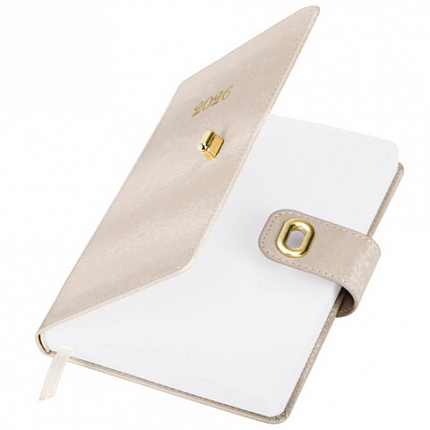 Ежедневник датированный 2026 А5 138х213 мм, BRAUBERG "Elegant", под кожу, застежка, бежевый, 117369