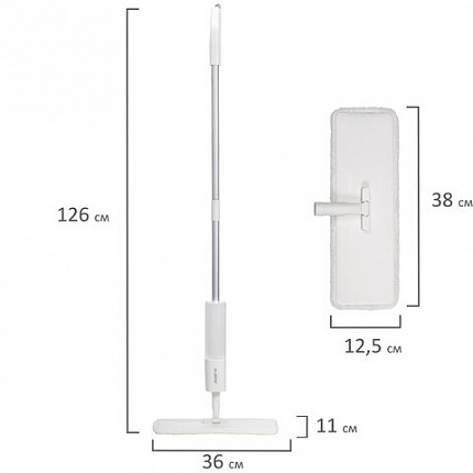 Швабра с распылителем NeoSpray luxe, 2 насадки T-Clean из плотной микрофибры, скребок, LAIMA, 609147