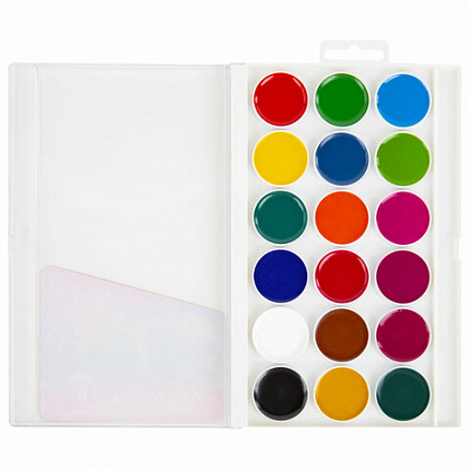 Краски акварельные BRAUBERG "МАГИЯ ЦВЕТА NEW", медовые, 18 цветов, круглые кюветы, 192364