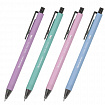 Ручки шариковые автоматические BRAUBERG "VIVID PASTEL", СИНИЕ, НАБОР 4 ШТУКИ, soft-touch, пишущий узел 0,7 мм, линия письма 0,35 мм, 144408