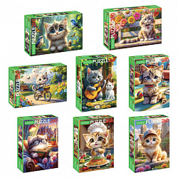 Пазл картонный "КОШАЧЬИ ЗАБАВЫ" 260 элементов АССОРТИ, 220х330 мм, HATBER