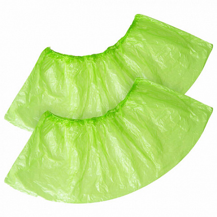 Бахилы зеленые КОМПЛЕКТ 100 штук (50 пар) СТАНДАРТ+, размер 40х14 см, 18 мкм, 2,5 г, ELEGREEN