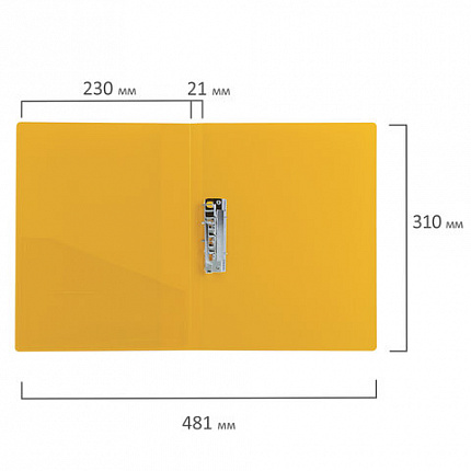 Папка с боковым металлическим прижимом и внутренним карманом BRAUBERG "Contract", желтая, до 100 л., 0,7 мм, бизнес-класс, 221790