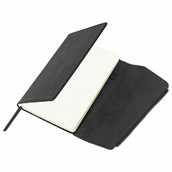 Ежедневник датированный 2026, А5, 145х213 мм, BRAUBERG "Jacket", под кожу, клапан, держатель, черный, 117399