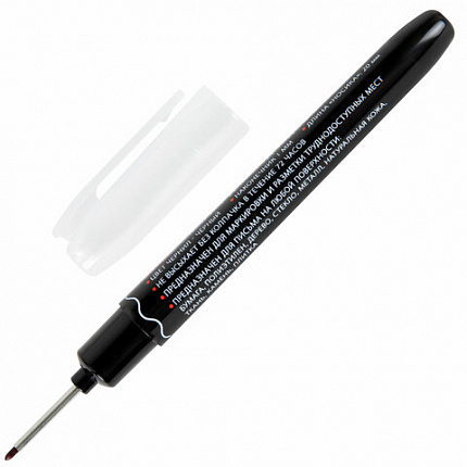 Маркер строительный с длинным наконечником многофункциональный разметочный для труднодоступных мест ЧЕРНЫЙ, 1 мм, BRAUBERG UNIVERSAL, 152540