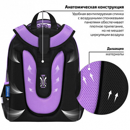 Ранец BRAUBERG SHINY, 2 отделения, с брелком, Pretty face, 38х28х14 см, 273142