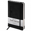 Ежедневник недатированный А5 148x218 мм BRAUBERG "Optimal", под кожу, 160 листов, резинка, держатель для ручки, черный, 118640