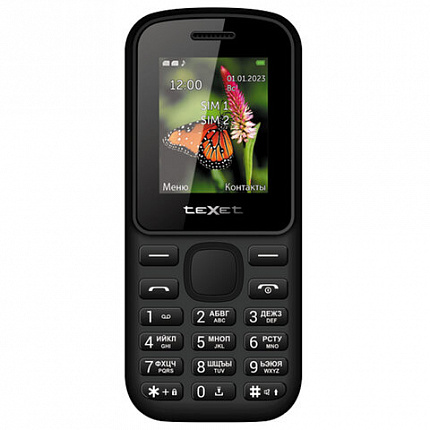 Телефон мобильный TEXET TM-130, 2 SIM, 1,77", 32Мб, microSD, FM, фонарик, черный, 127367