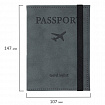 Обложка для паспорта с карманами и резинкой, мягкая экокожа, "PASSPORT", серая, BRAUBERG, 238203
