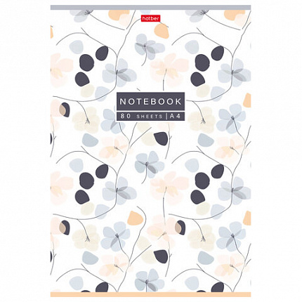 Тетрадь А4, 80 л., HATBER, скоба, клетка, Soft-touch ламинация, "Музыка цветов" (микс в спайке), 093514, 80Т4лВ1