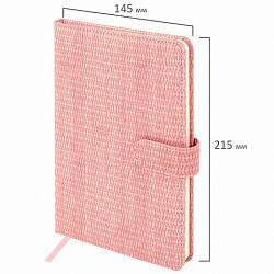 Еженедельник датированный 2024 А5 145х215 мм BRAUBERG "Augustus", под кожу, розовый, 115017