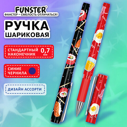 Ручка шариковая с грипом FUNSTER GRIP "TASTY FOOD", СИНЯЯ, пишущий узел 0,7 мм, линия письма 0,35 мм, 144394