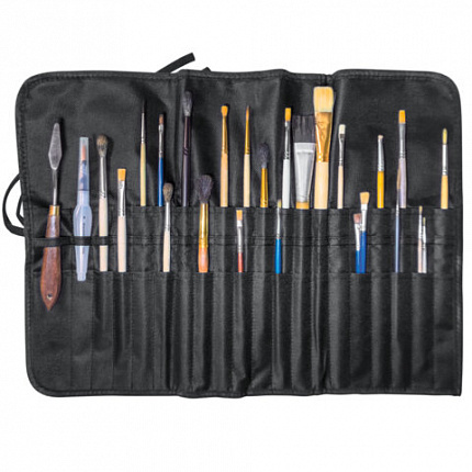 Пенал-скрутка органайзер для кистей и инструментов, 40 ячеек, черный, BRAUBERG ART DEBUT, 272994