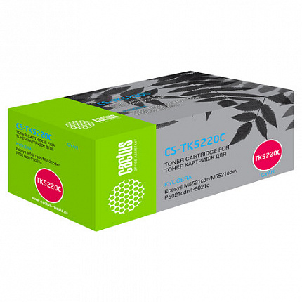 Тонер-картридж CACTUS (CS-TK5220C) для KYOCERA Ecosys P5021cdn/cdw/M5521cdn, голубой, ресурс 1200 стр.
