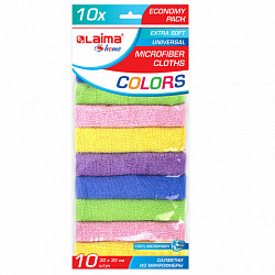 Салфетка из микрофибры 30х30 см "MULTI COLORS ECONOMY PACK 10", КОМПЛЕКТ 10 шт., 180 г/м2, LAIMA HOME, 607794