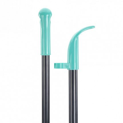 Совок для мусора КОМПЛЕКТ щетка + 2 рукоятки 80 см и 87 см с резьбой, пластиковые, "ЛЕНИВКА", бирюзовый, ЛЮБАША, 700056