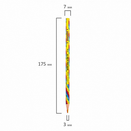 Карандаш с многоцветным грифелем МЯГКИЙ, 1 шт., ЮНЛАНДИЯ "MAGIC", ассорти, пластиковая туба, 181788
