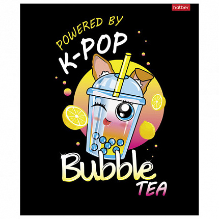 Тетрадь А5, 48 л., HATBER скоба, клетка, глянцевая ламинация, "Bubble tea" (микс в спайке), 089457, 48Т5лВ1