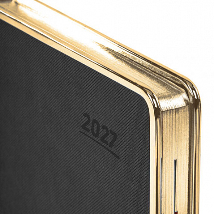 Ежедневник датированный 2027 А5 148х218 мм, GALANT "Infinity Gold", под кожу, черный, 118066