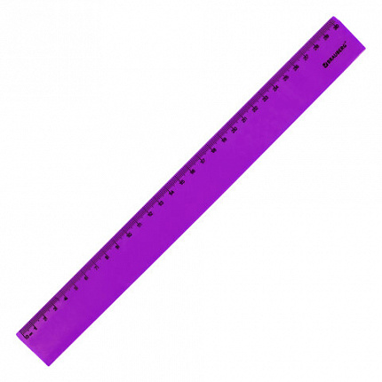 Линейка пластиковая 30 см BRAUBERG "NEON", непрозрачная, ассорти, 210751