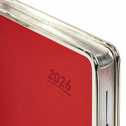 Ежедневник датированный 2026 А5 148х218 мм, GALANT "Infinity Silver", под кожу, красный, 117497