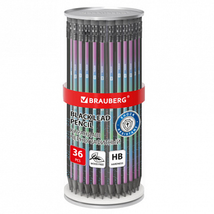 Карандаш чернографитный BRAUBERG "CATS, 1 шт, HB, с ластиком, 182020