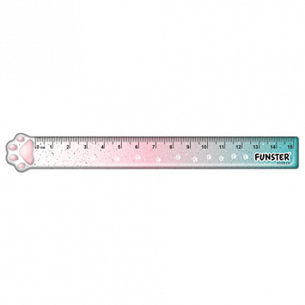 Линейка пластиковая 15 см, FUNSTER, "ЛАПКА", прозрачная, европодвес, 210919